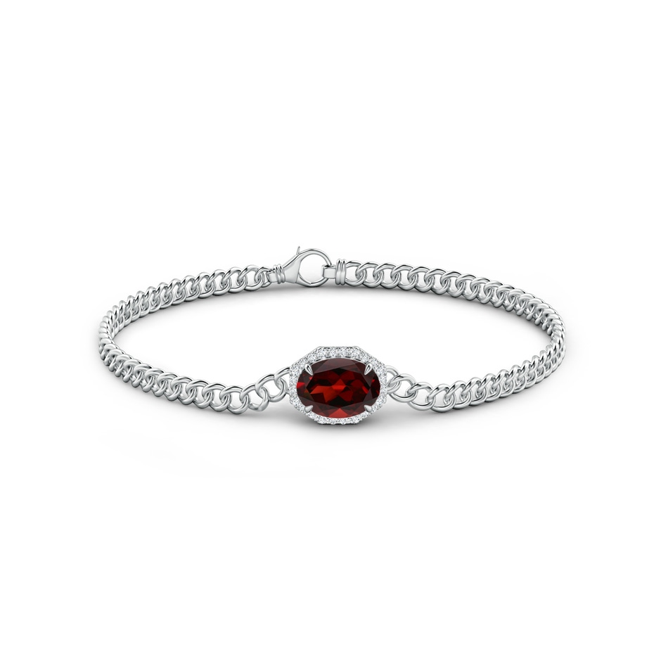 9x7mm AAA Oval Garnet Bracelet with Octagonal Halo in White Gold side 1