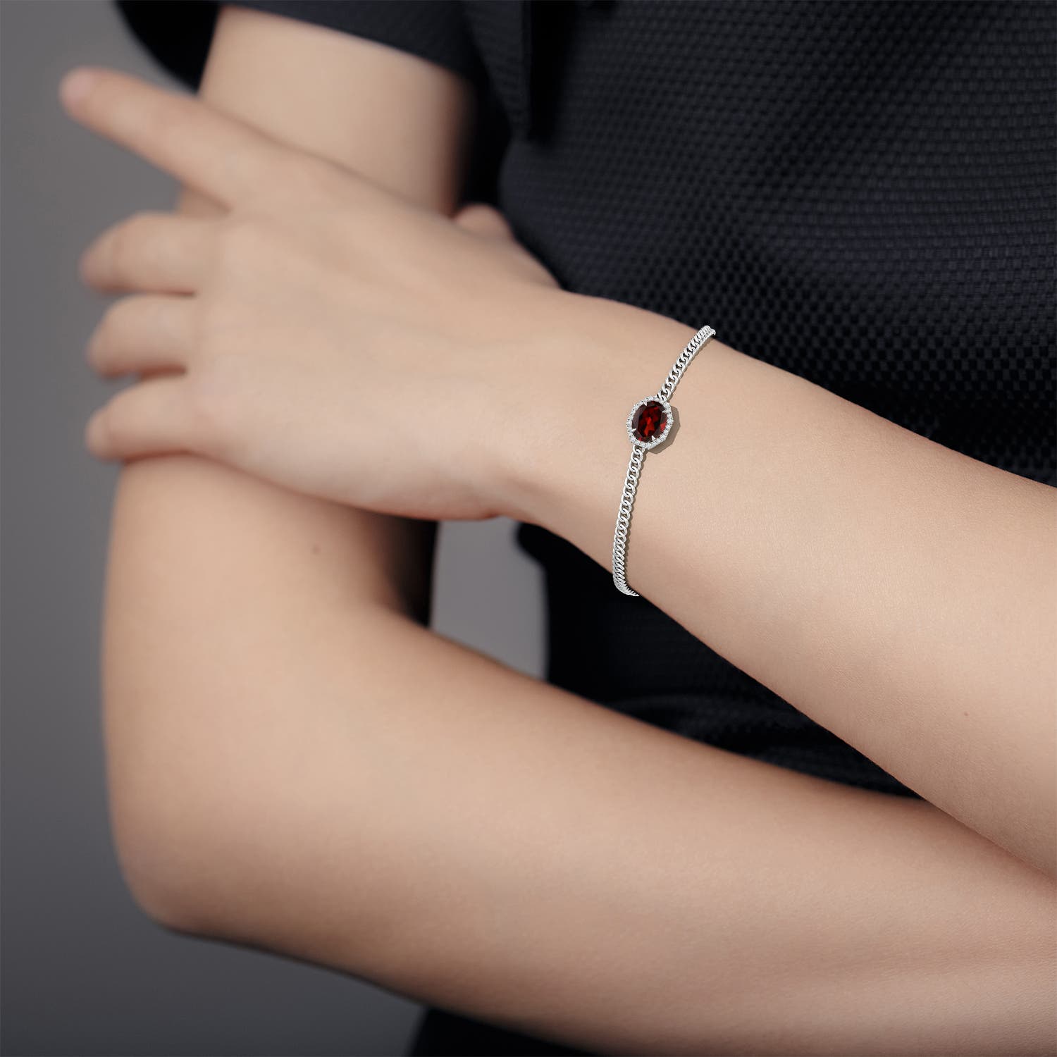 Garnet bracelet deals white gold