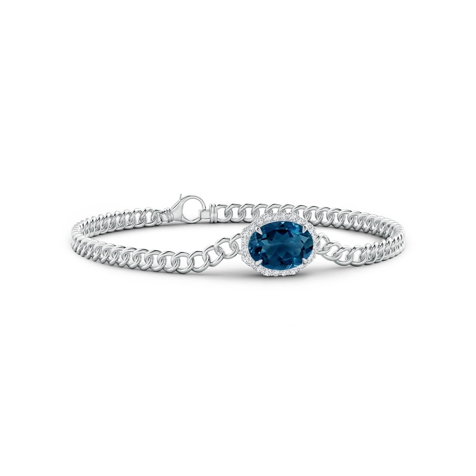 10x8mm AAAA Oval London Blue Topaz Bracelet with Octagonal Halo in White Gold 