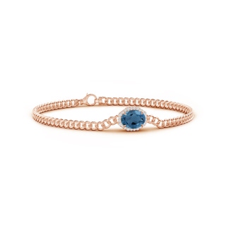8x6mm A Oval London Blue Topaz Bracelet with Octagonal Halo in Rose Gold