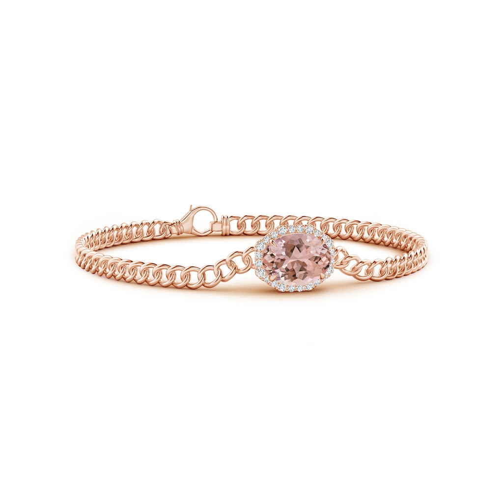 10x8mm AAAA Oval Morganite Bracelet with Octagonal Halo in Rose Gold