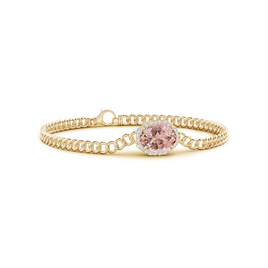 10x8mm AAAA Oval Morganite Bracelet with Octagonal Halo in Yellow Gold