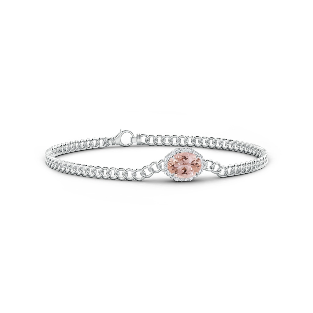 8x6mm AAA Oval Morganite Bracelet with Octagonal Halo in White Gold