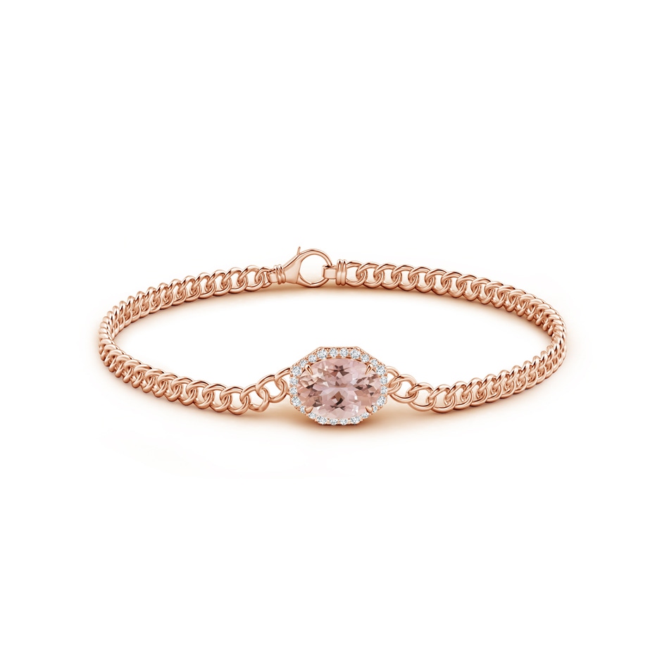 9x7mm AAA Oval Morganite Bracelet with Octagonal Halo in Rose Gold side 1