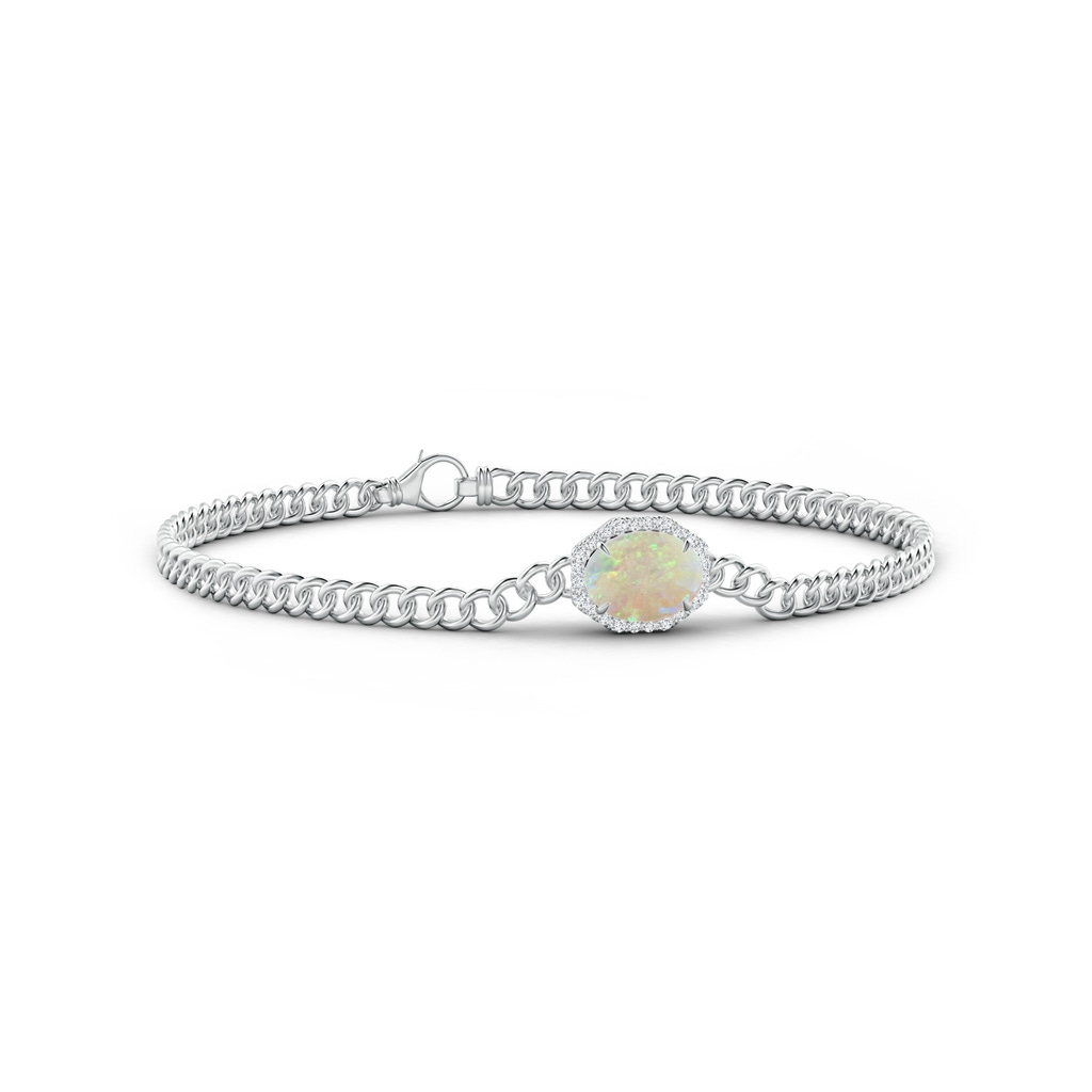 8x6mm AAA Oval Opal Bracelet with Octagonal Halo in White Gold