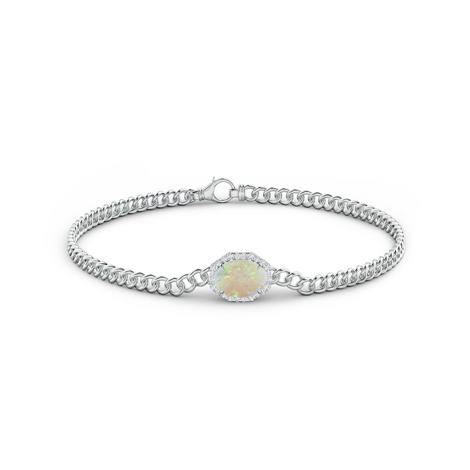 8x6mm AAA Oval Opal Bracelet with Octagonal Halo in White Gold Side 1