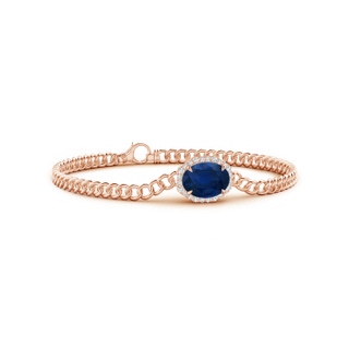 10x8mm AA Oval Sapphire Bracelet with Octagonal Halo in Rose Gold