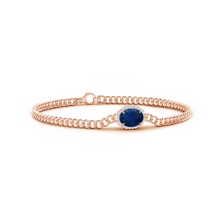 8x6mm AA Oval Sapphire Bracelet with Octagonal Halo in Rose Gold