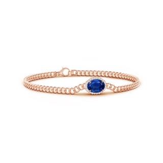 8x6mm AAA Oval Sapphire Bracelet with Octagonal Halo in Rose Gold