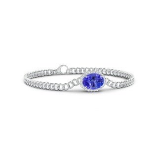 10x8mm AAA Oval Tanzanite Bracelet with Octagonal Halo in White Gold