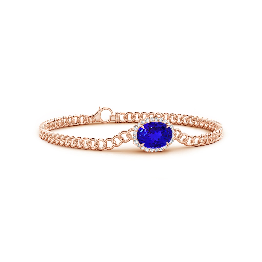10x8mm AAAA Oval Tanzanite Bracelet with Octagonal Halo in Rose Gold