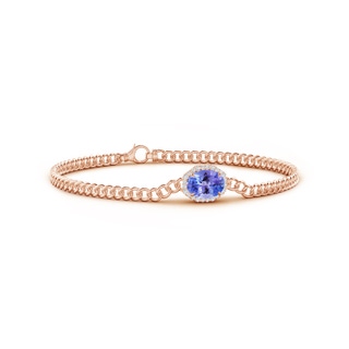 8x6mm AA Oval Tanzanite Bracelet with Octagonal Halo in Rose Gold