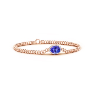 8x6mm AAA Oval Tanzanite Bracelet with Octagonal Halo in Rose Gold