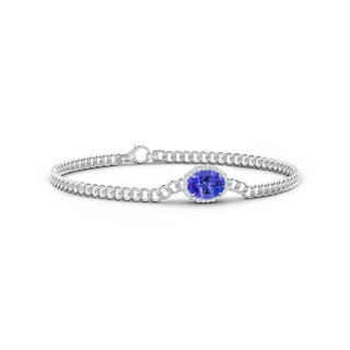 8x6mm AAA Oval Tanzanite Bracelet with Octagonal Halo in White Gold