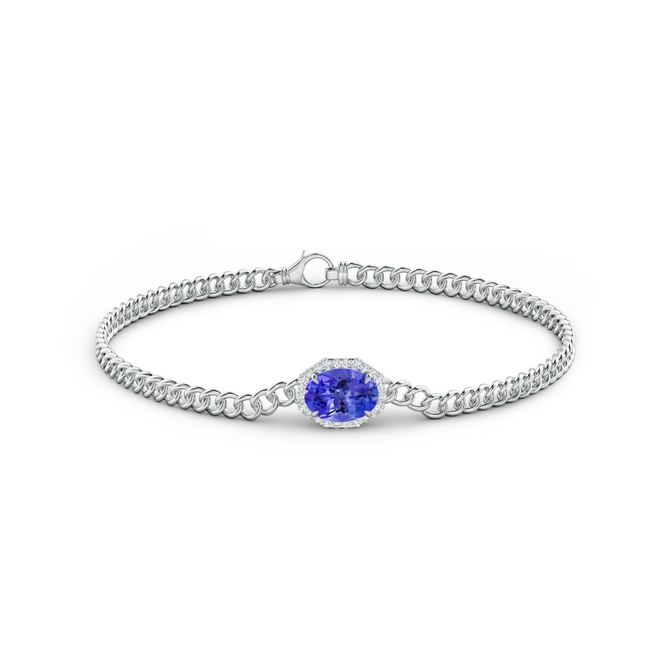 8x6mm AAA Oval Tanzanite Bracelet with Octagonal Halo in White Gold side 1