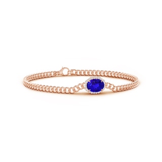 8x6mm AAAA Oval Tanzanite Bracelet with Octagonal Halo in Rose Gold