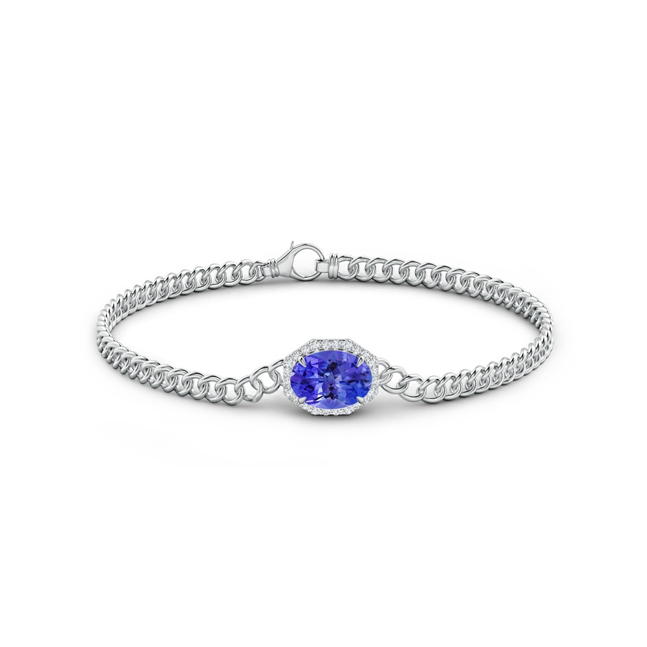 9x7mm AAA Oval Tanzanite Bracelet with Octagonal Halo in White Gold side 1