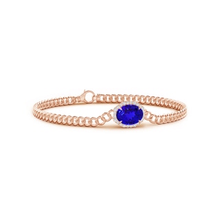 9x7mm AAAA Oval Tanzanite Bracelet with Octagonal Halo in Rose Gold