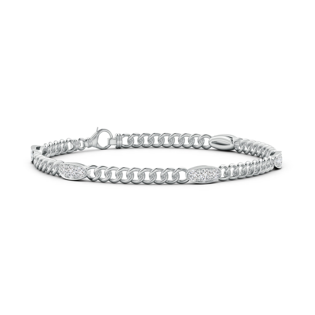 2.5mm HSI2 Three Stone Diamond Station Stackable Bracelet in White Gold 