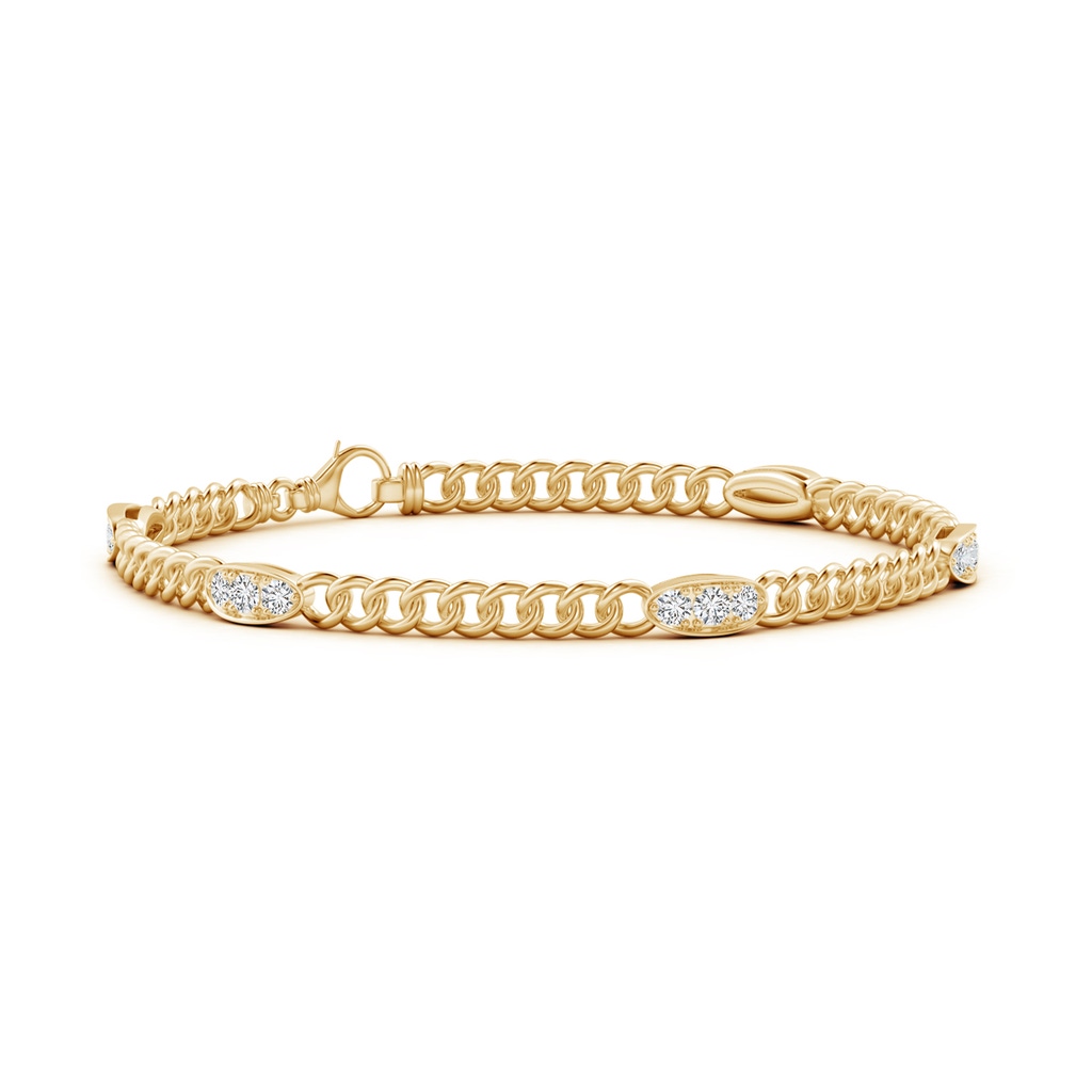 2.5mm HSI2 Three Stone Diamond Station Stackable Bracelet in Yellow Gold