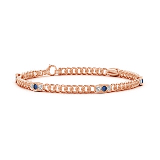 2.5mm AA Three Stone Sapphire and Diamond Station Stackable Bracelet in Rose Gold