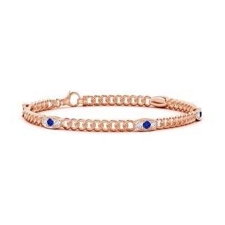 2.5mm AAAA Three Stone Sapphire and Diamond Station Stackable Bracelet in Rose Gold