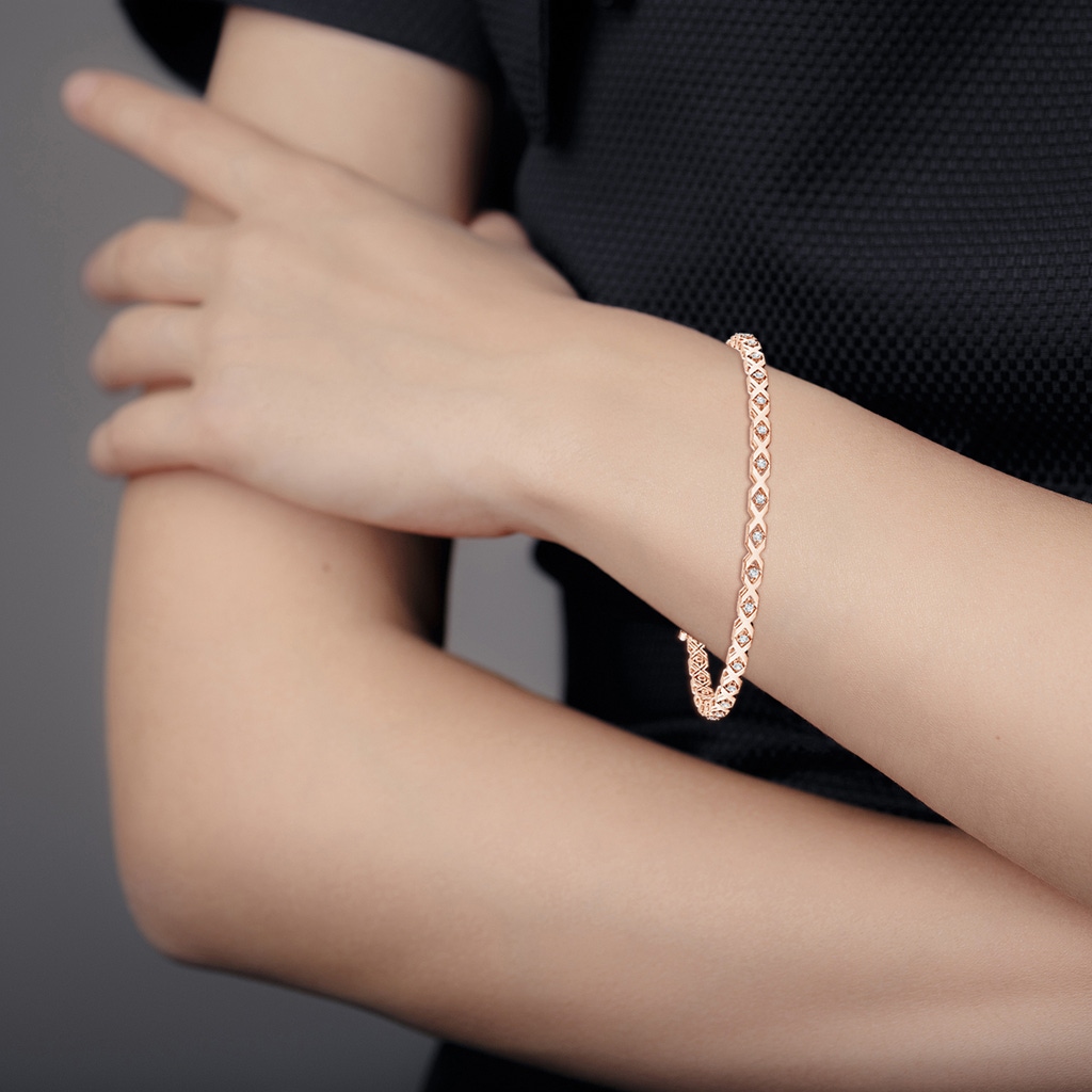 1.15mm GVS2 Round Diamond 'X' Motif Stackable Bracelet in Rose Gold - body_bra
