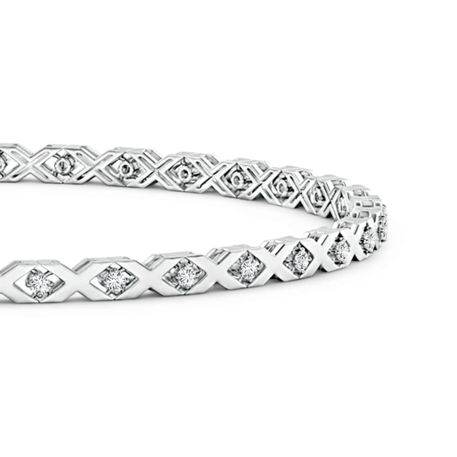 1.15mm GVS2 Round Diamond 'X' Motif Stackable Bracelet in White Gold