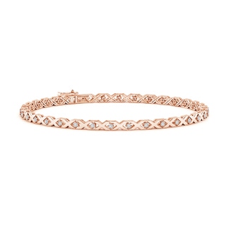 1.15mm HSI2 Round Diamond 'X' Motif Stackable Bracelet in Rose Gold