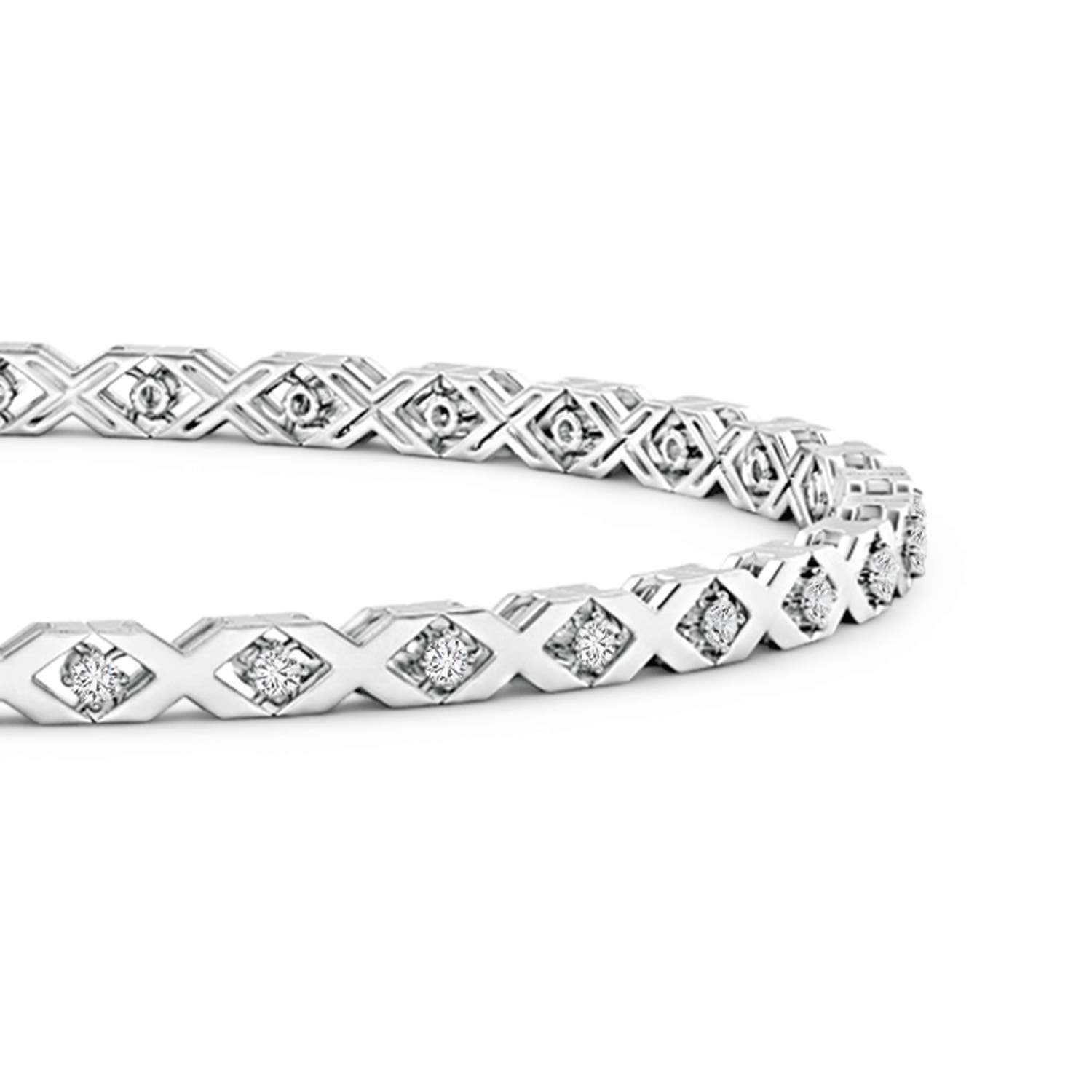 1.15mm HSI2 Round Diamond 'X' Motif Stackable Bracelet in White Gold