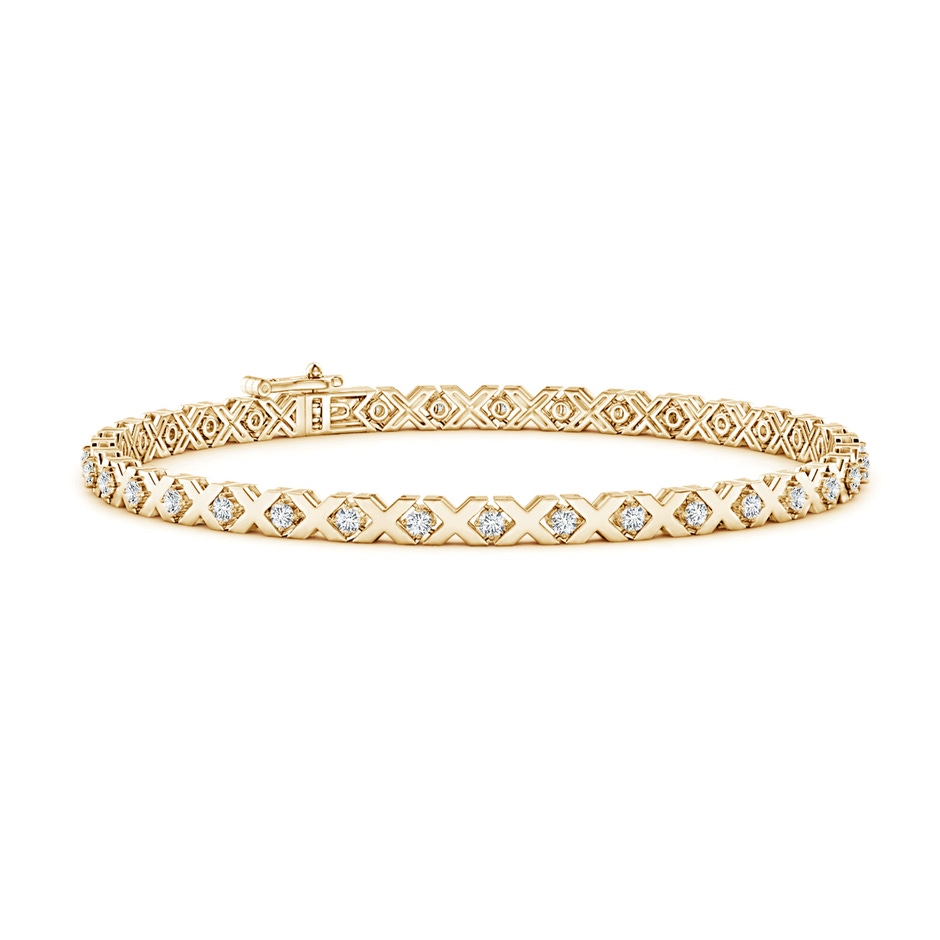 1.5mm GVS2 Round Diamond 'X' Motif Stackable Bracelet in Yellow Gold 