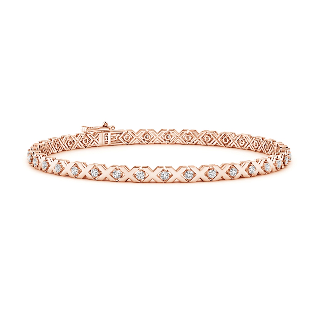 1.5mm HSI2 Round Diamond 'X' Motif Stackable Bracelet in Rose Gold