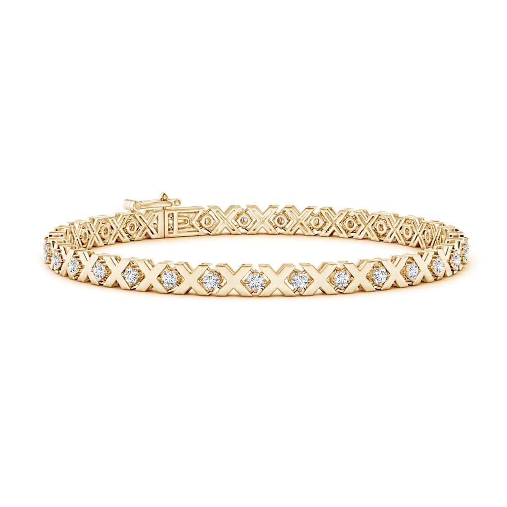 1.95mm GVS2 Round Diamond 'X' Motif Stackable Bracelet in Yellow Gold