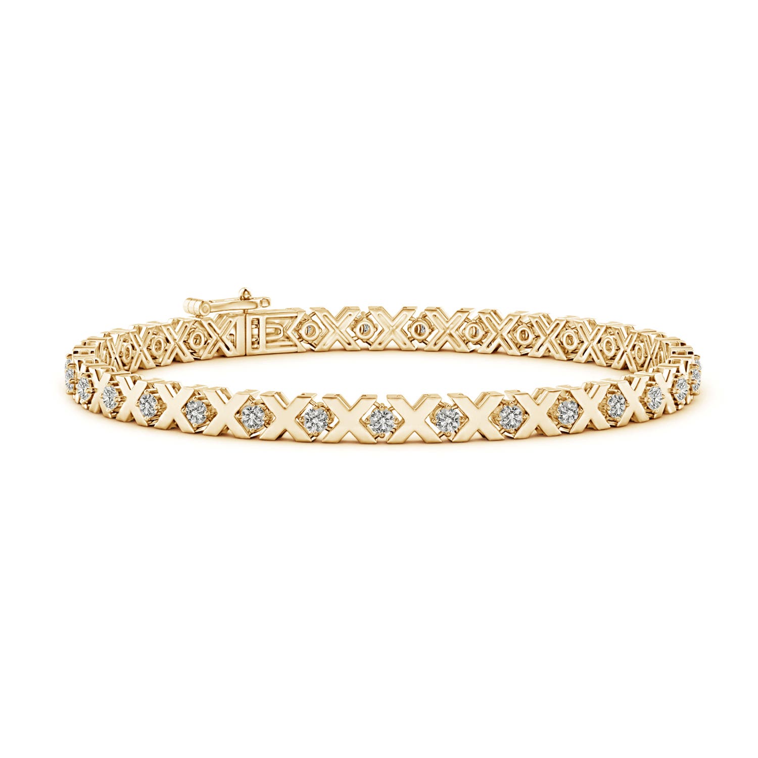 1.95mm KI3 Round Diamond 'X' Motif Stackable Bracelet in 18K Yellow Gold