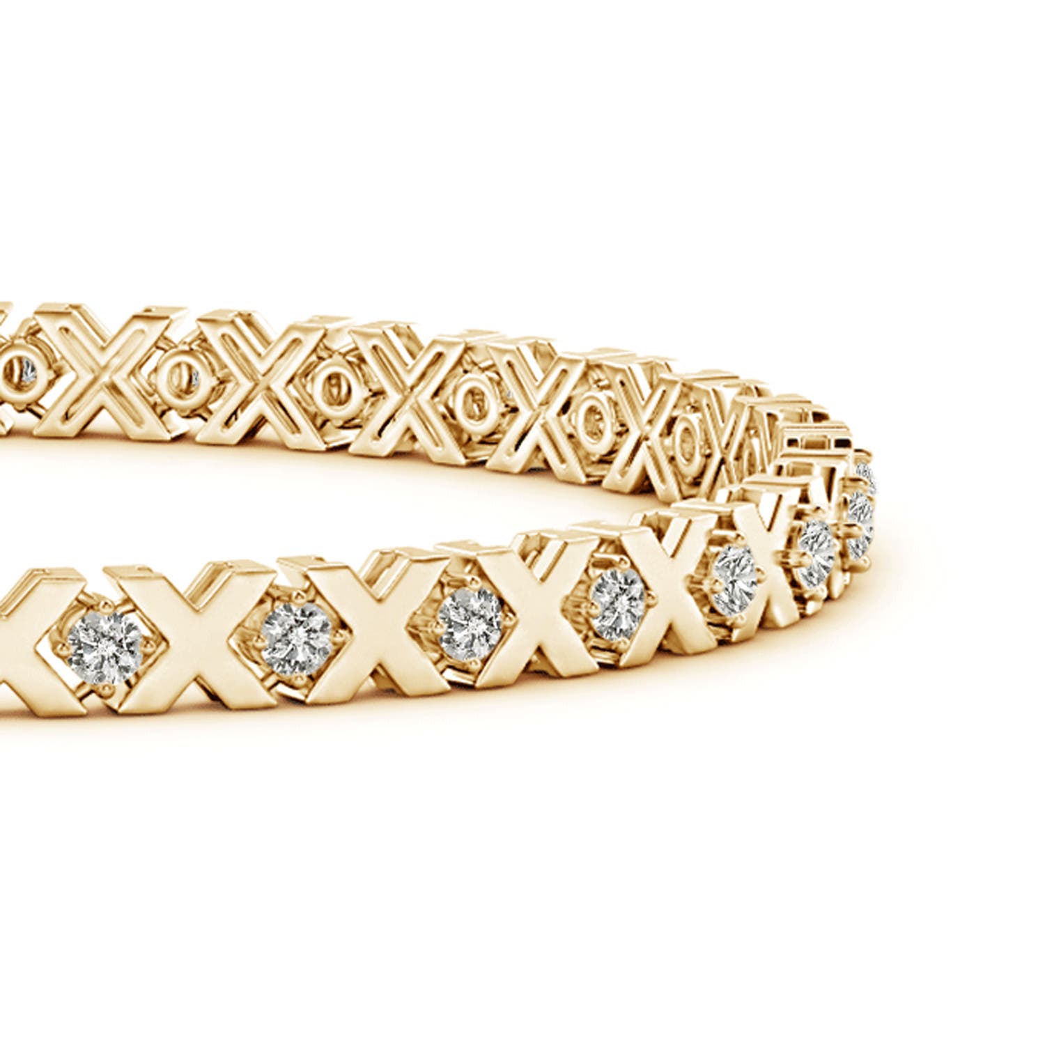 1.95mm KI3 Round Diamond 'X' Motif Stackable Bracelet in 18K Yellow Gold