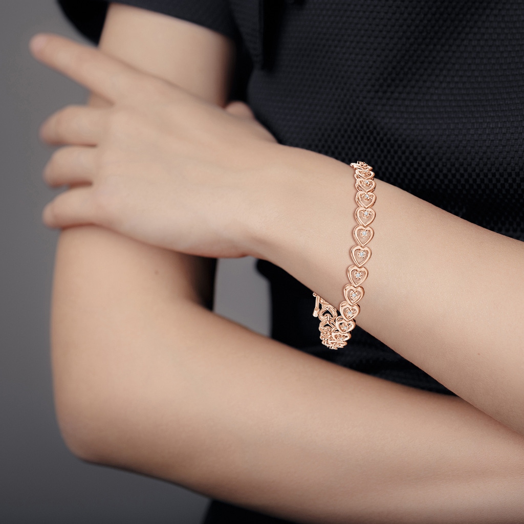 1.3mm GVS2 Diamond Heart Stackable Bracelet in Rose Gold - body_bra