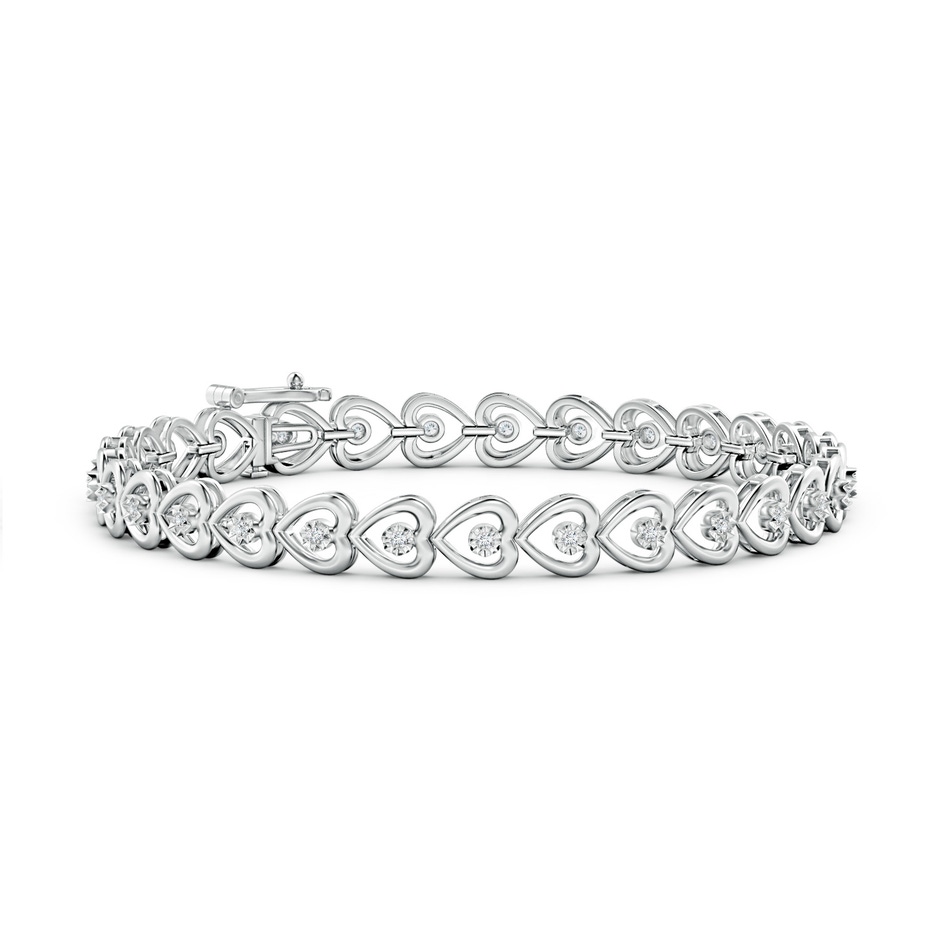 1.3mm GVS2 Diamond Heart Stackable Bracelet in White Gold 