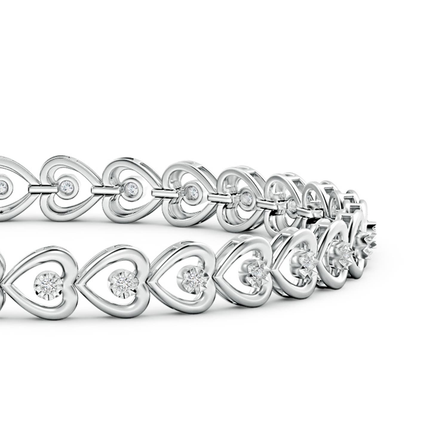 1.3mm HSI2 Diamond Heart Stackable Bracelet in White Gold