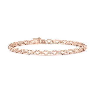1.3mm GVS2 Three Stone Diamond and Heart Stackable Bracelet in Rose Gold