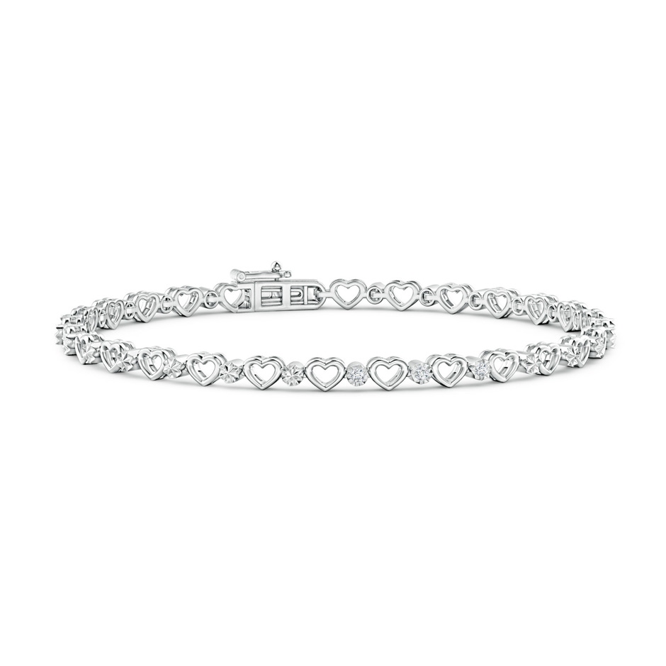 1.3mm GVS2 Three Stone Diamond and Heart Stackable Bracelet in White Gold 