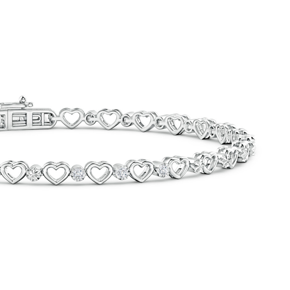 1.3mm GVS2 Three Stone Diamond and Heart Stackable Bracelet in White Gold side-1