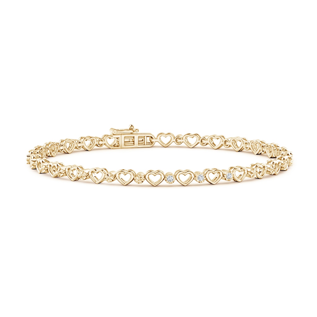 1.3mm GVS2 Three Stone Diamond and Heart Stackable Bracelet in Yellow Gold