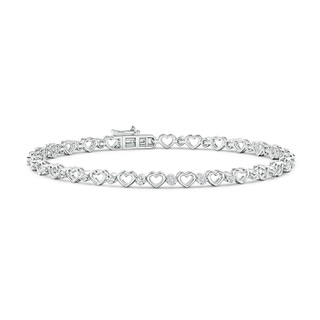 1.3mm HSI2 Three Stone Diamond and Heart Stackable Bracelet in White Gold
