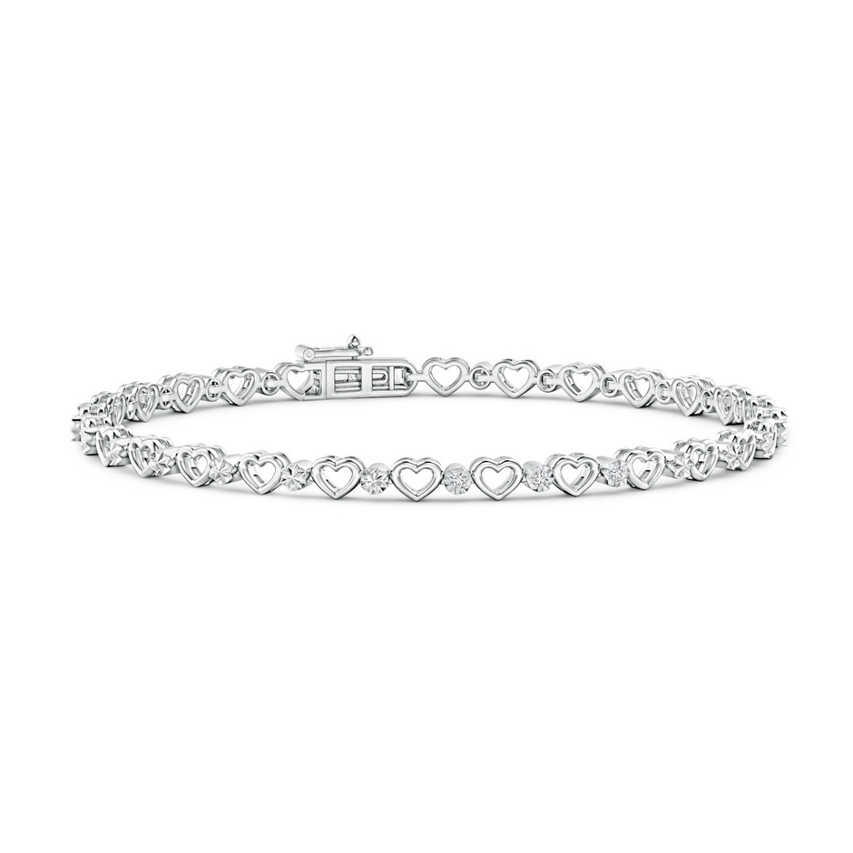 1.3mm HSI2 Three Stone Diamond and Heart Stackable Bracelet in White Gold 