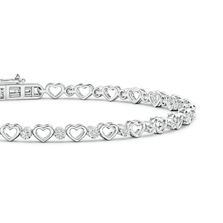 1.3mm HSI2 Three Stone Diamond and Heart Stackable Bracelet in White Gold side-1