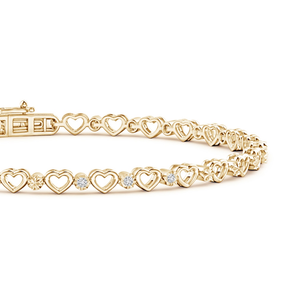 1.3mm HSI2 Three Stone Diamond and Heart Stackable Bracelet in Yellow Gold Side-1