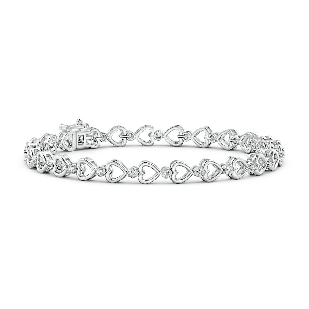 1.3mm GVS2 Diamond and Heart Stackable Bracelet in White Gold