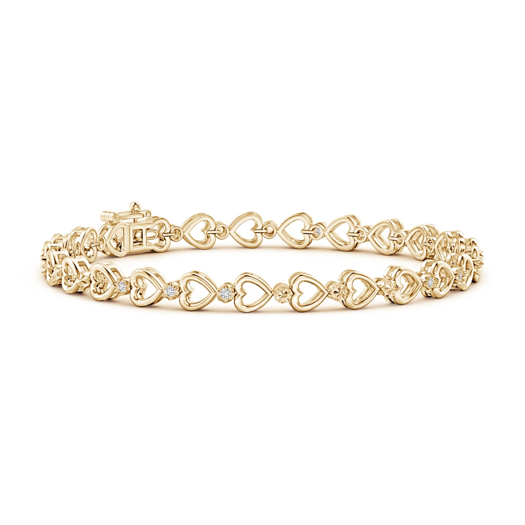 1.3mm HSI2 Diamond and Heart Stackable Bracelet in Yellow Gold