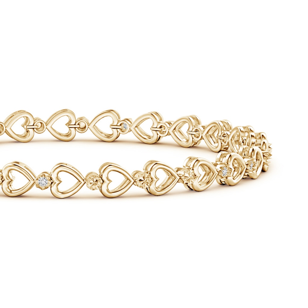 1.3mm HSI2 Diamond and Heart Stackable Bracelet in Yellow Gold Side-1