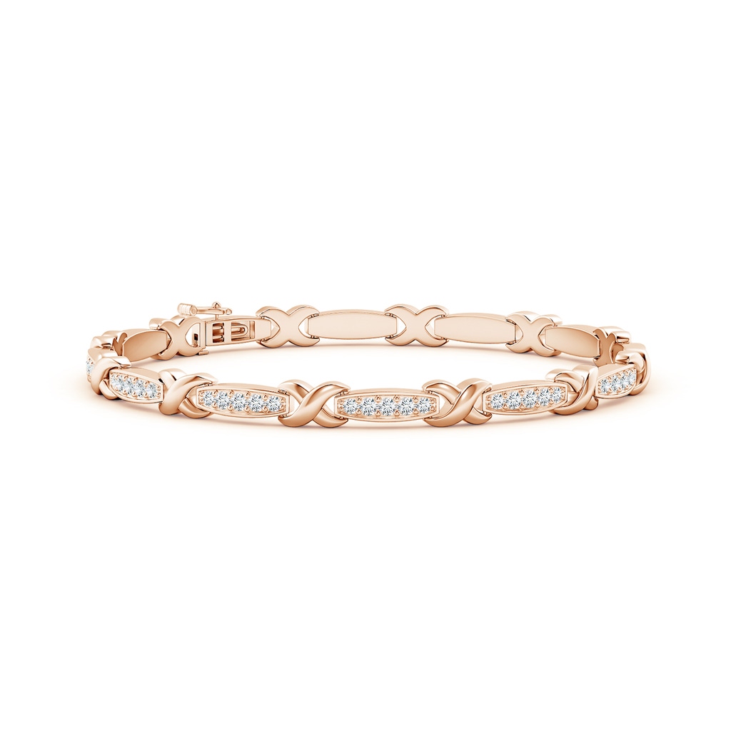 1.3mm GVS2 Pave-Set Diamond Stackable Bracelet with 'X' Motifs in Rose Gold